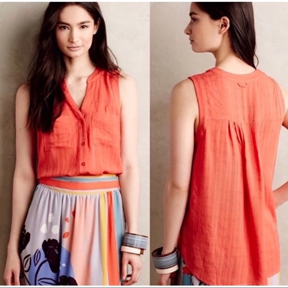 Maeve Tops - Anthropologie Maeve sunseeker orange button tank